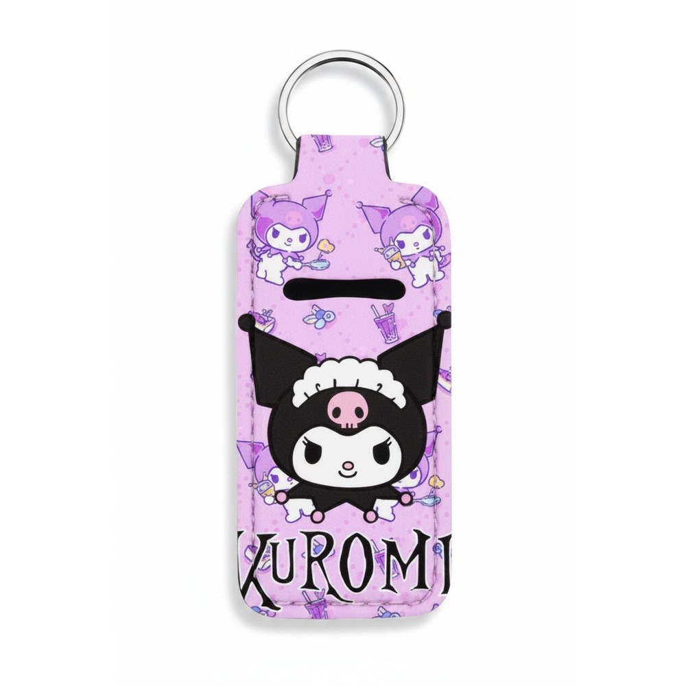 Sanrio Kuromi Pink Fabric Lip Balm Holder Keychain Kawaii Character Accessory